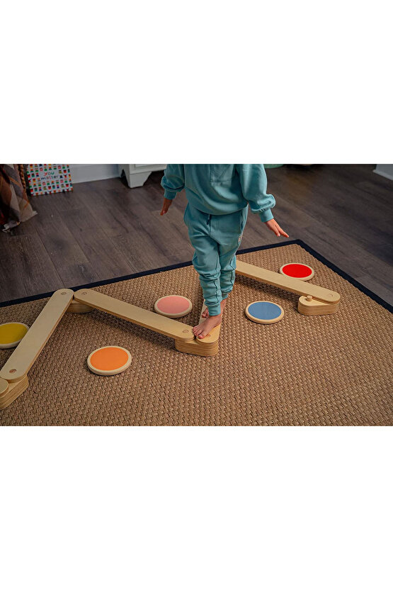 Montessori Ahşap Denge Kirişi, Denge Tahtası, Basamak Taşları, Aktivite Oyuncağı, Çocuk Oyuncak