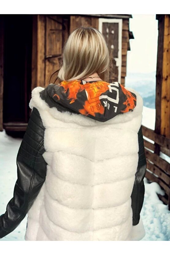 Kadın Hakiki Deri Ve Suni Kürk - Beyaz