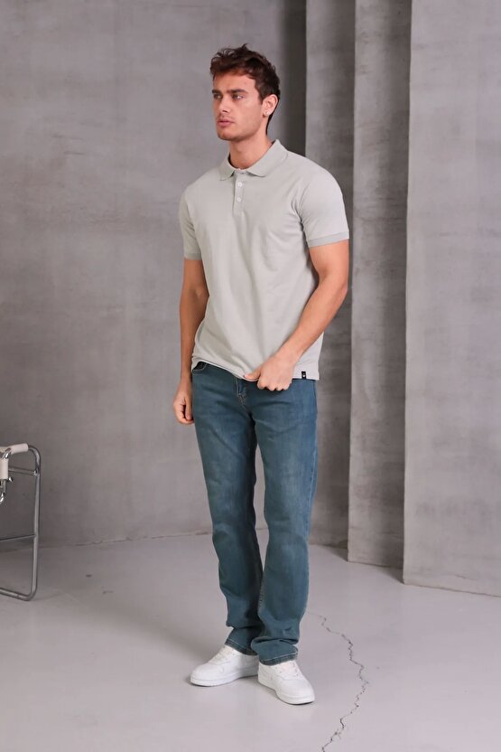 Erkek Slim Fit Pamuklu Yumuşak Doku Nefes Alan Kumaş Yakalı Tişört