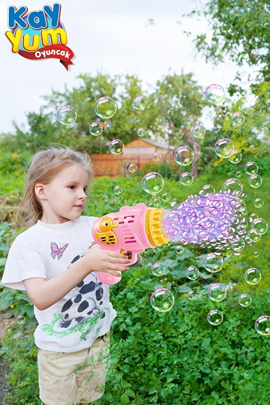 Duck Çok Delikli Pilli Köpük Atan Tabanca Oyuncağı 23 Delikli Bubble Gun