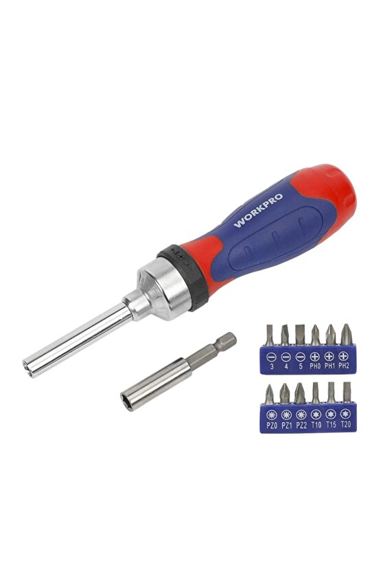 WP200524 14 Parça Profesyonel CR-V Cırcırlı Bits Tornavida Seti