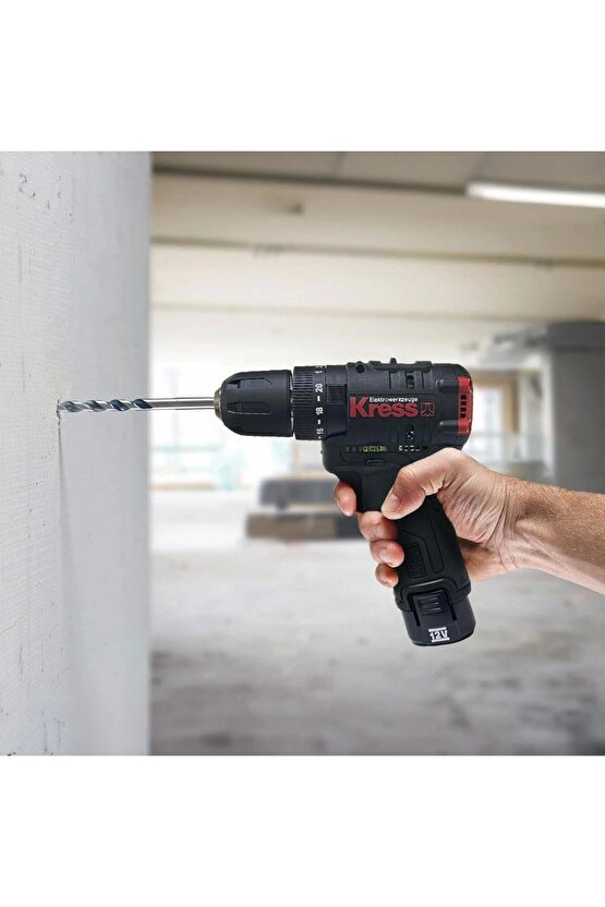 KUC12 12Volt2.0Ah Li-ion Çift Akülü Kömürsüz Profesyonel Şarjlı Darbeli Matkap