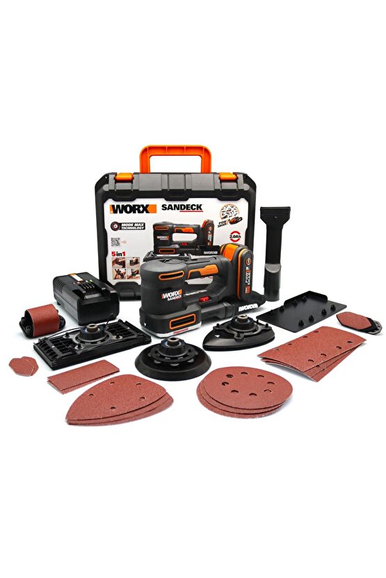 WX820 20Volt 2.0Ah. Li-ion Profesyonel Devir Ayarlı Çok Amaçlı Şarjlı Zımpara