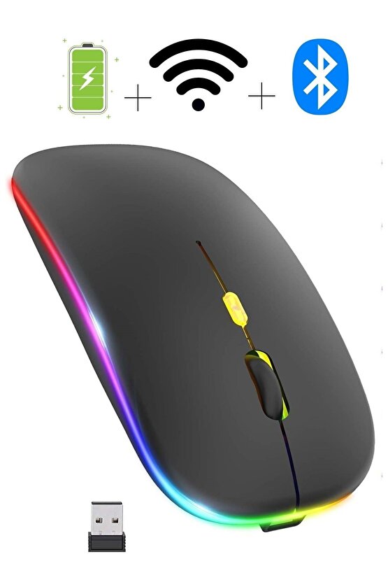 Hometech Alfa 11BT 10.9 Tablet İçin Uyumlu RGB LED Işıklı Bluetooth+2.4Ghz Kablosuz Şarjlı Mouse