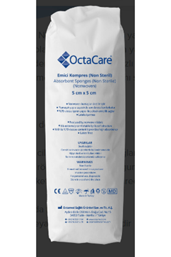 Octacare Emici Kompres 8 Kat Nonsteril 5cm x 5cm 100 Adet