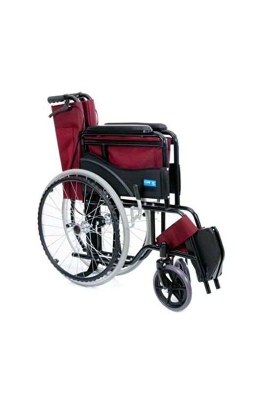 Ky809Bj Bordo Kumaş Standart Transfer Refakatçı Frenli Tekerlekli Sandalye