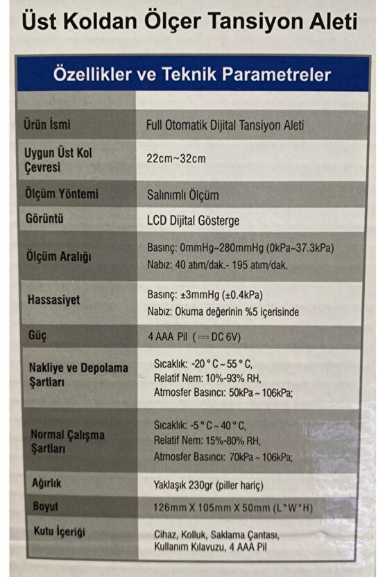 Dijital Üst Koldan Ölçer Tansiyon Aleti Zk-b877 Kol Pilli
