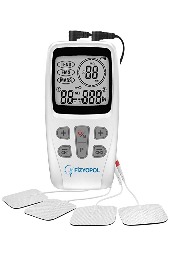 Tens Ems Masaj Cihazı Ve Kablolu Yedek Elektrod Tens 8li