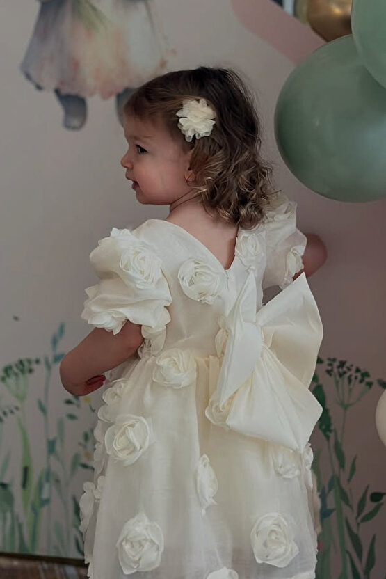 Kız Bebek Kız Çocuk Doğum Günü Parti Düğün Elbise Kısa Kol Tüllü Tütülü Tütü Astarlı