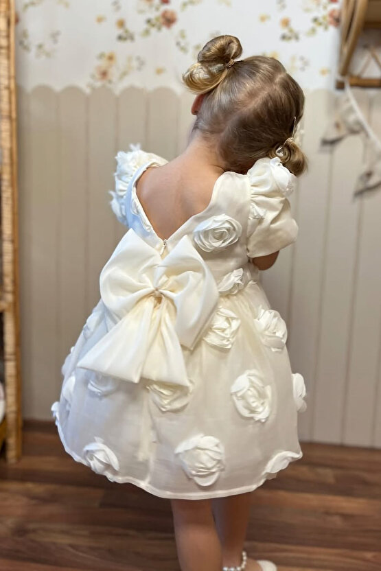 Kız Bebek Kız Çocuk Doğum Günü Parti Düğün Elbise Kısa Kol Tüllü Tütülü Tütü Astarlı