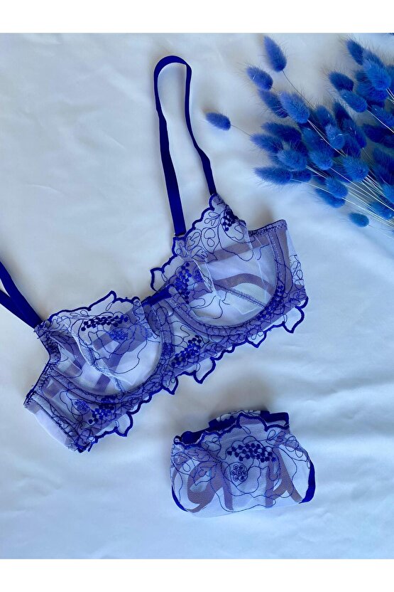 Navy Allure lacivert bralet takımı