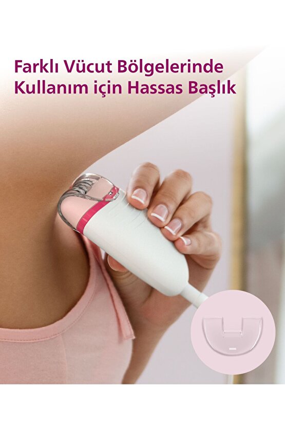 BRE25505 Kablolu Epilatör,Bacak İçin Kullanım,Işık Özellikli,3 Ek Parçalı,2 Hız Ayarı