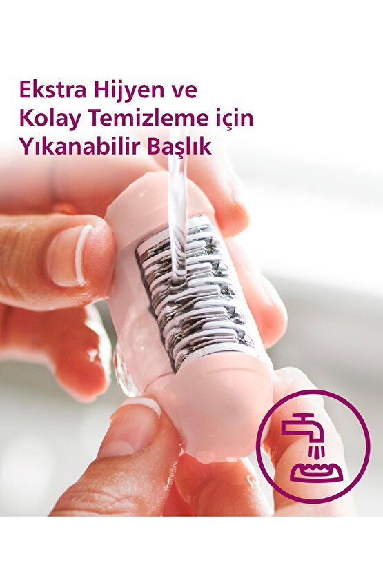 BRE25505 Kablolu Epilatör,Bacak İçin Kullanım,Işık Özellikli,3 Ek Parçalı,2 Hız Ayarı