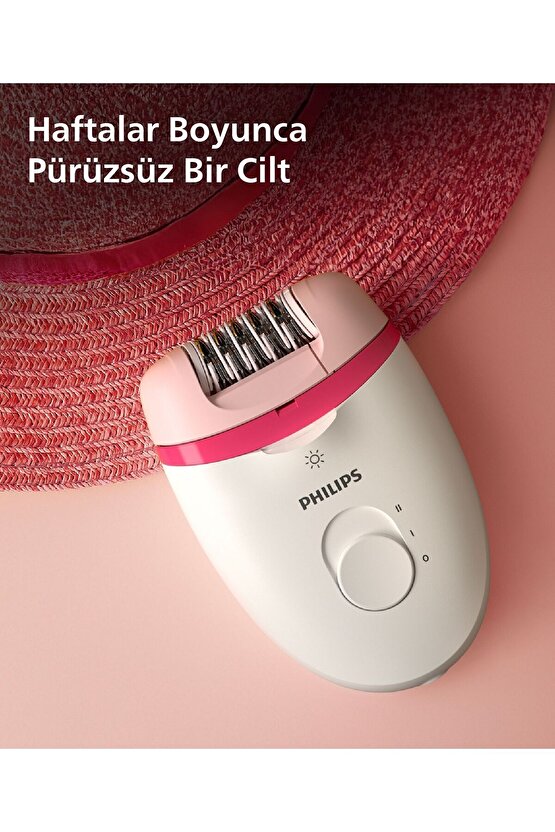 BRE25505 Kablolu Epilatör,Bacak İçin Kullanım,Işık Özellikli,3 Ek Parçalı,2 Hız Ayarı