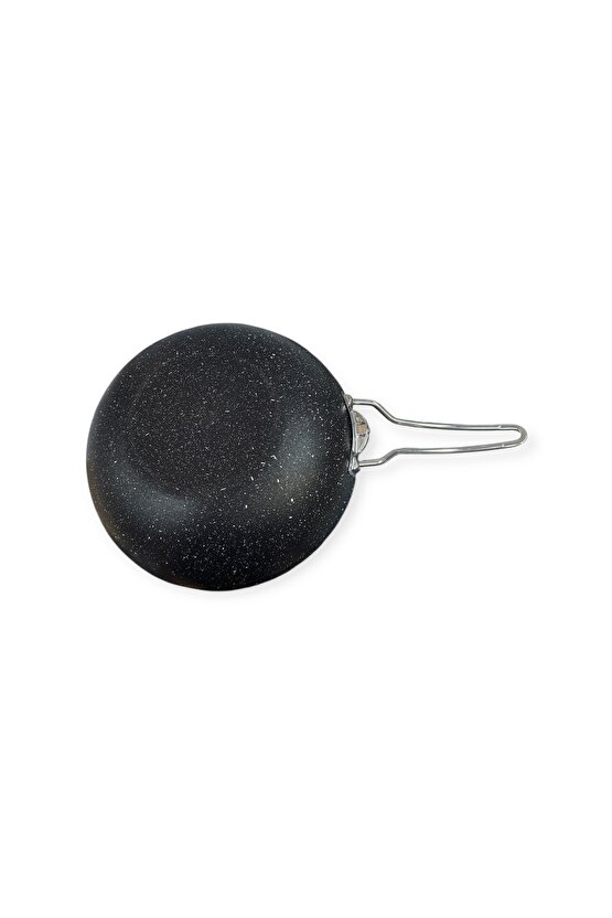 28 Cm Döküm Granit Wok Tava Metal Saplı