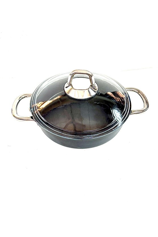 Çelik Kulplu Titanyum Granit Basık Karnıyarık Pilav Tenceresi 26 Cm