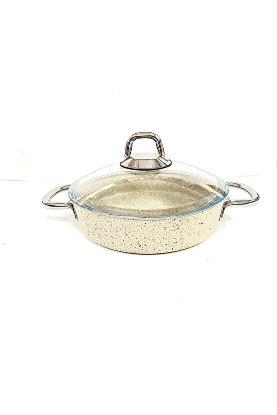 Çelik Kulplu Titanyum Granit Basık Karnıyarık Pilav Tenceresi 26 Cm