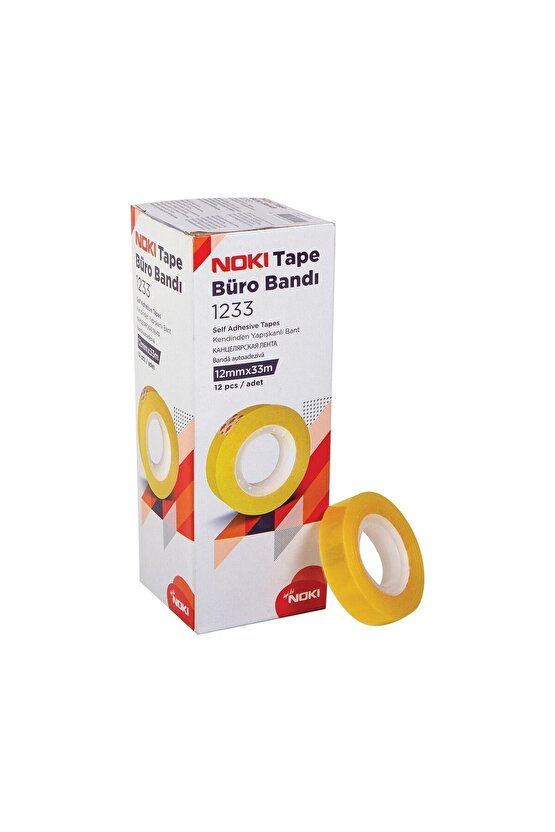 10 Paket (120 Adet) 12mmx33m Şeffaf Büro Bandı Para Bandı