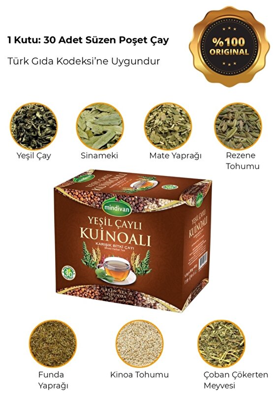 Yoğun Yeşil Çaylı Kuinoa (kinoa) Çayı
