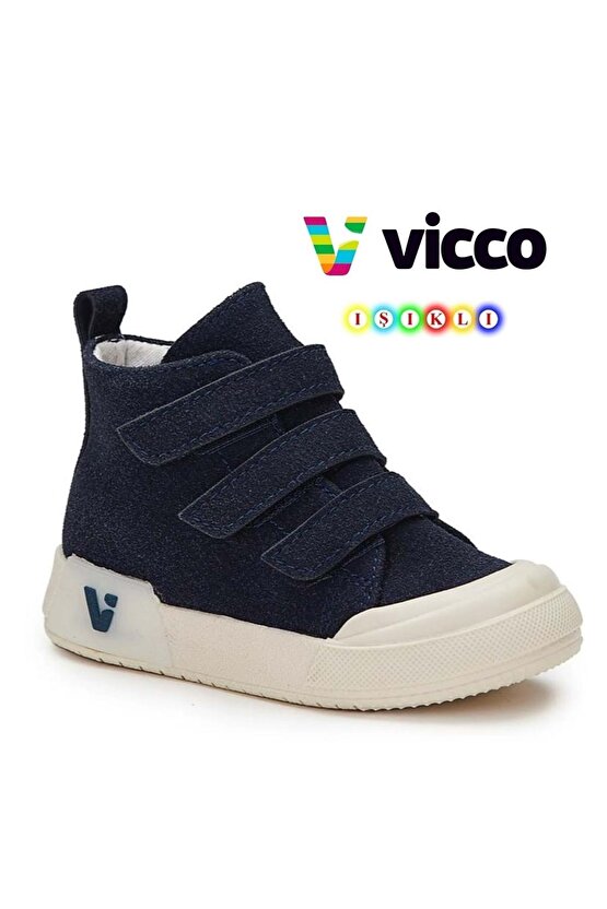 Naru Işıklı Keten Boğazlı Ortopedik Çocuk Spor Ayakkabı LACİVERT