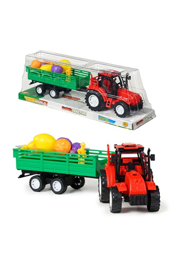 Meyveli Traktör Seti - Motor Oyuncakları - Çiftlik Seti - Traktör Oyuncakları - Çiflik Oyuncakları