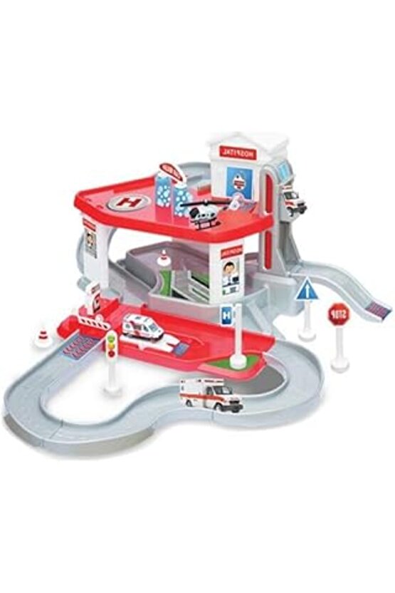 2 Katlı Hastane Garaj Seti Ve Mega Pist