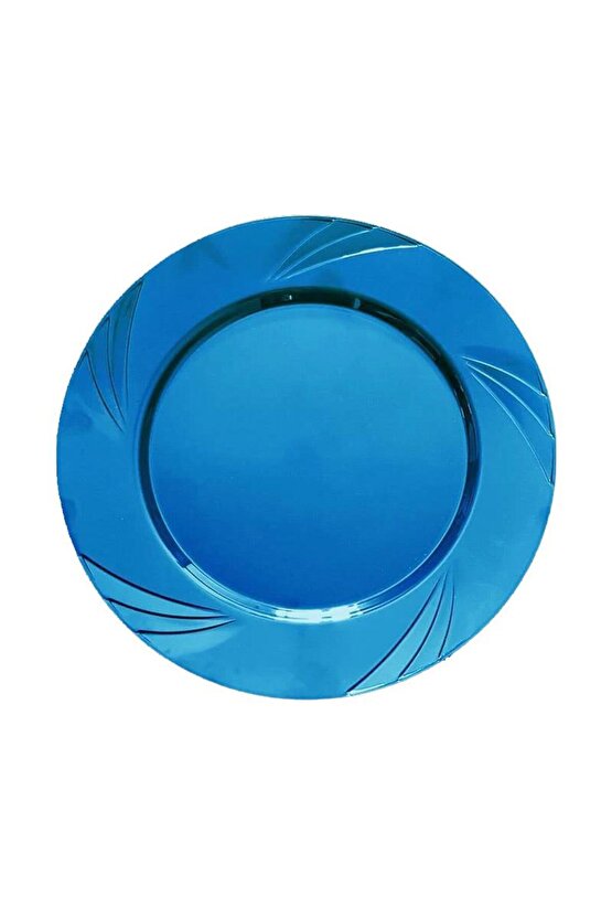 Kullan At Parti Davet Sunum Servis Plastik Sert Mika Tabak - 26 Cm. - Turkuaz - 6 Adetlik 3 Paket