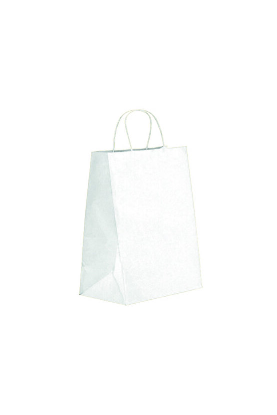 Burgu Saplı Beyaz Kraft Çanta 31 Cm x 12 Cm x 41 Cm ( 10 Adet ) ( Kağıt Poşet Çanta )