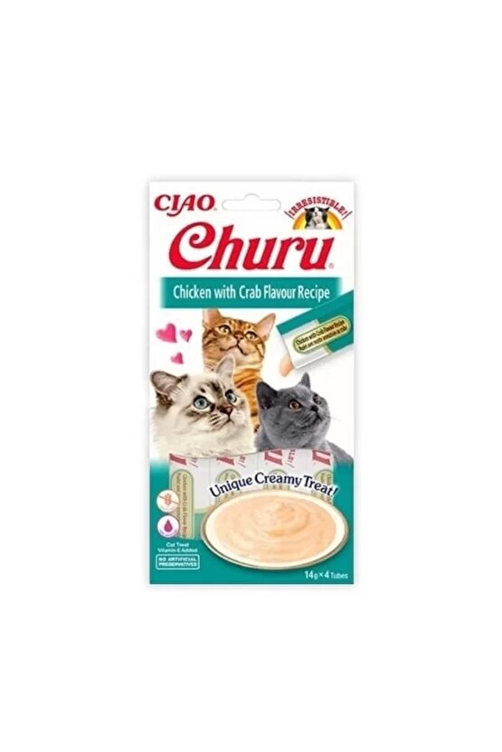 Ciao Churu Cream Tavuklu ve Yengeçli Sıvı Kedi Ödül Maması 14 Gr 4 Adet