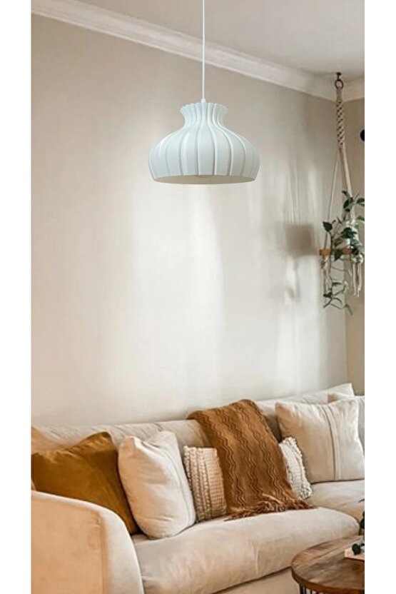 Curve Beyaz Tekli Avize Yatak Odası, Mutfak, Oturma Odası Tasarım Tekli Sarkıt Avize (PLASTİK)