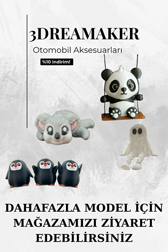 Sevimli Kalpli Panda Dikiz Aynası Süsü - Araç İçi Aksesuar