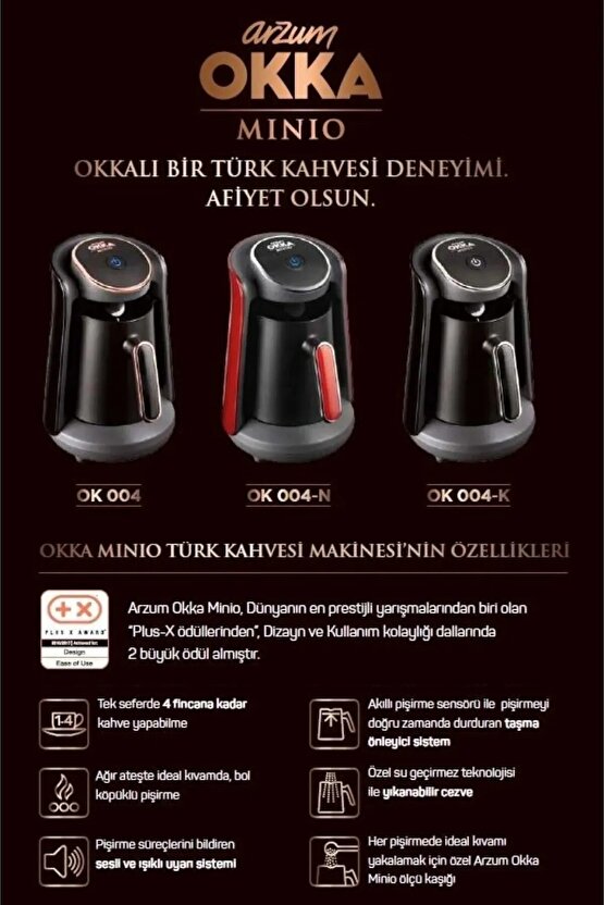 Okka Minio Türk Kahvesi Makinesi 4 Fincan Kapasiteli Bakır - OK004