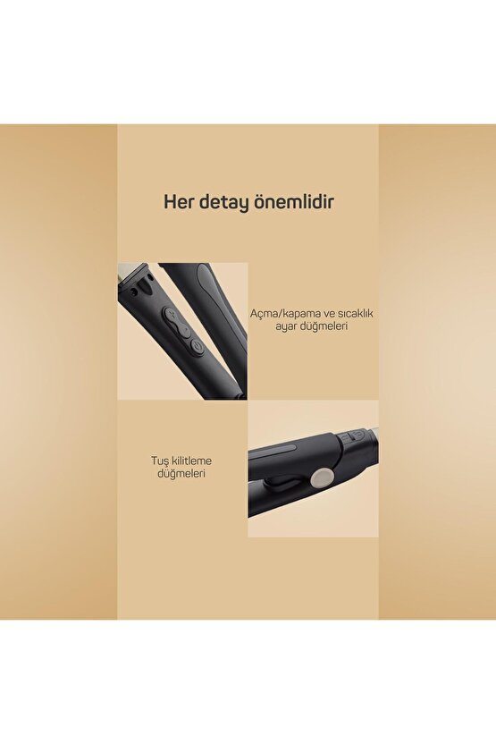 Ar5081 Prostyle Gold Geniş Seramik Plaka Saç Düzleştirici