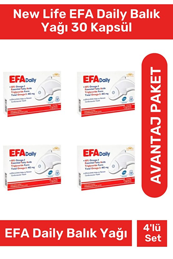 Efa Daily Balık Yağı 30 Kapsül 4lü Paket