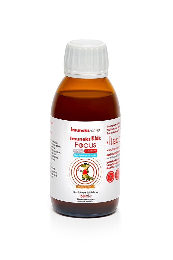 İmuneks Kids Focus L-Arjinin, Fosfotidilserin, Multivitamin ve Mineraller İçeren Sıvı Takviye Edici