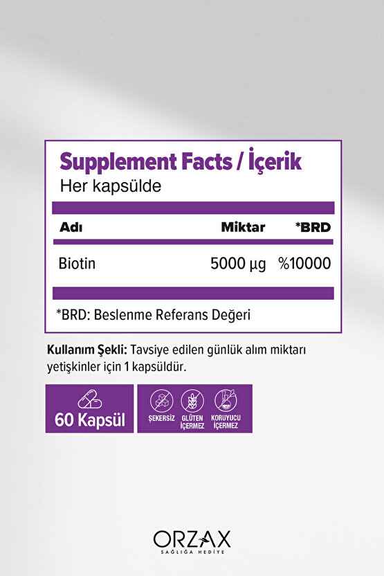 Biotin 5000 Mcg 60 Kapsül