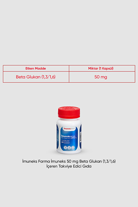 50 Mg Beta Glukan (1,31,6) Içeren Takviye Edici Gıda 40 Kapsül