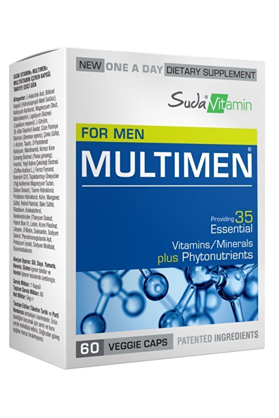 Multimen Erkek Multivitamin Enerji&Bağışıklık Kırmızı Kore Ginseng ve Maca İçeren 60 Bitkisel Kapsül