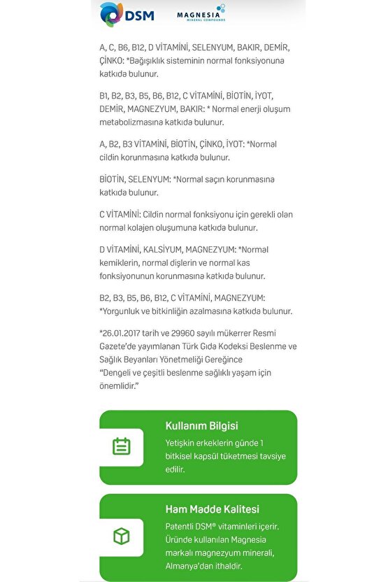 Multimen Erkek Multivitamin Enerji&Bağışıklık Kırmızı Kore Ginseng ve Maca İçeren 60 Bitkisel Kapsül