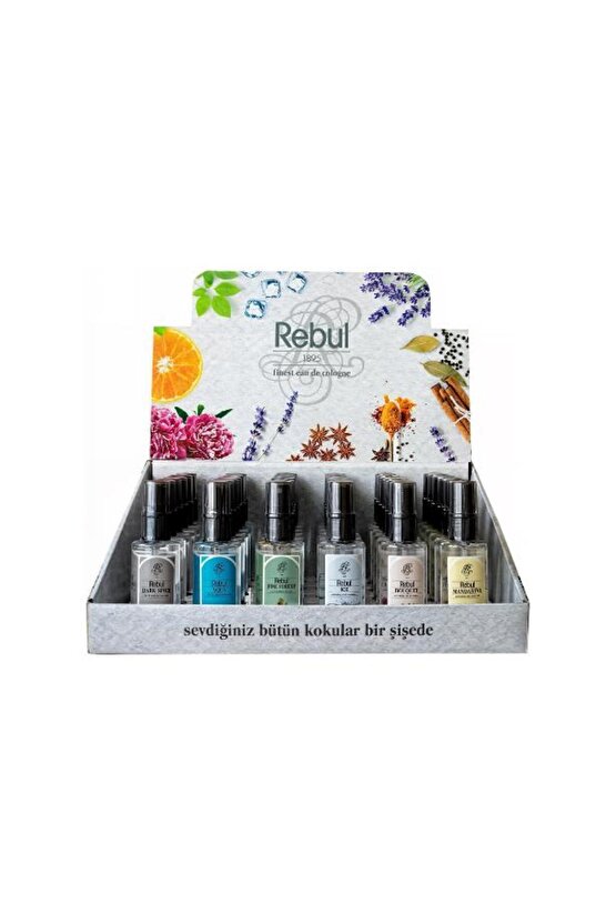 50 Ml Sprey Kolonya 6 Çeşit x 6 Adet 36 lı Stant