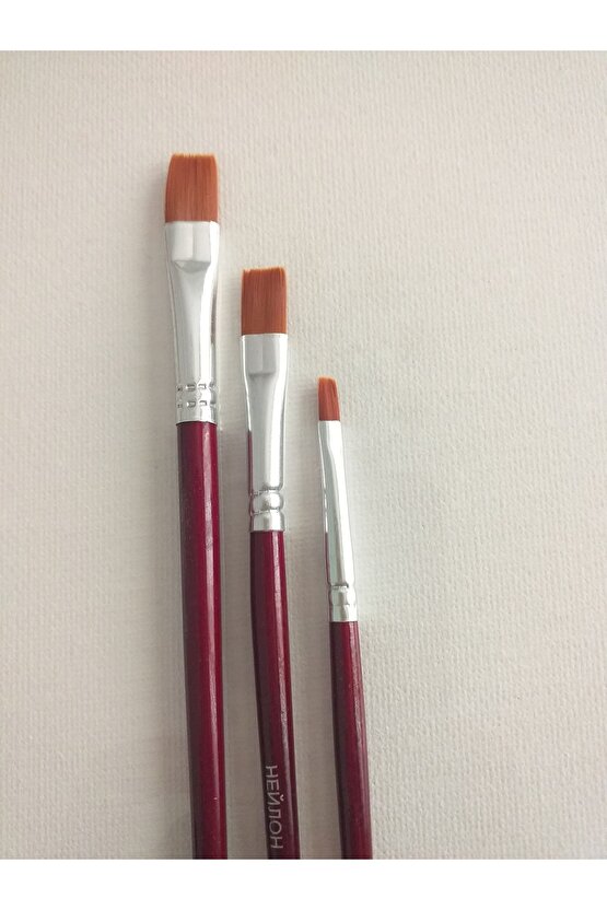 Yağlıboya Akrilik Boya Fırçası Yassı 3 Lü Set
