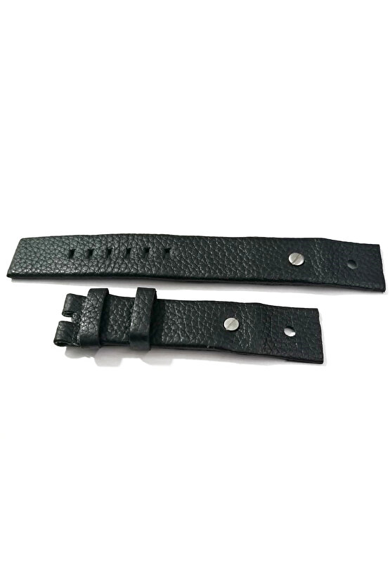 Dizel Uyumlu vidalı Saat Kordonu Hakiki Deri 22 mm  siyah vidalı