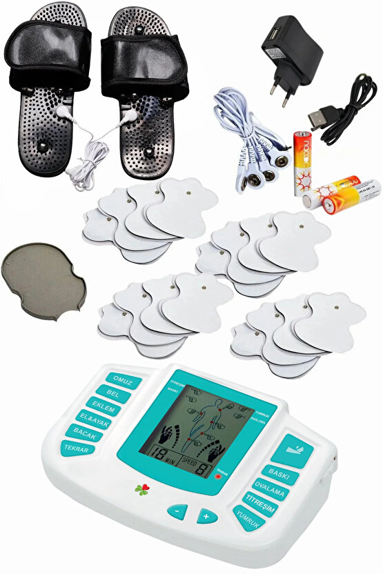 16 Pedli Ve Terlikli Fizik Tedavi Tens Cihazı Masaj Aleti (Türkçe Menü)