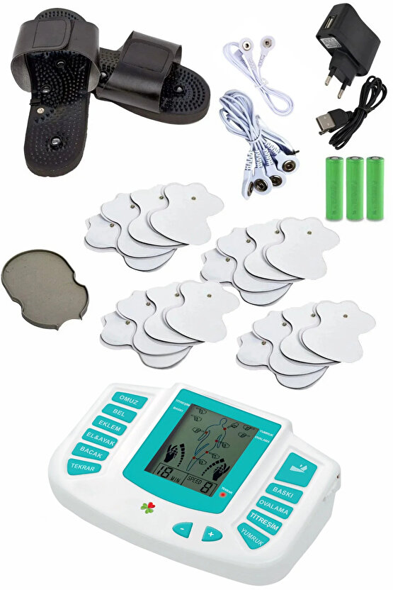 16 Pedli Ve Terlikli Fizik Tedavi Tens Cihazı Masaj Aleti (Türkçe Menü)