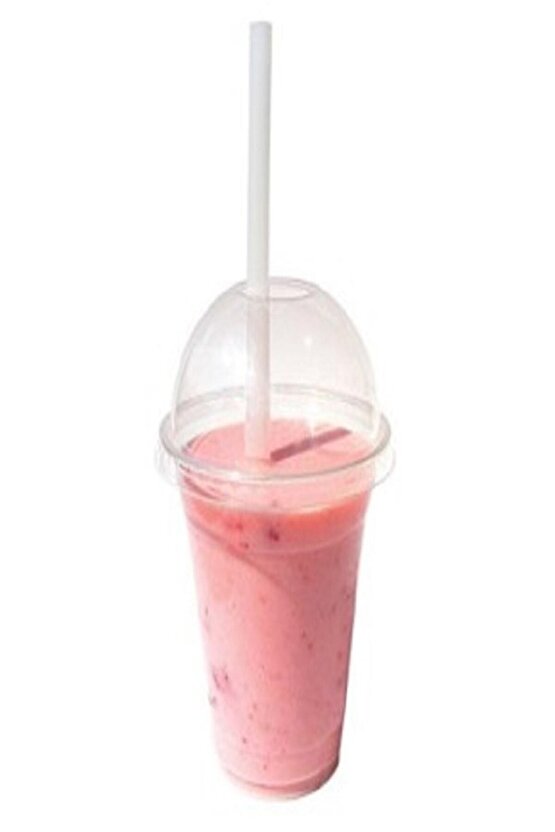 Plastik Pet Bardak(kapaklı) Şeffaf Milkshake 300 Cc - 50 Adet