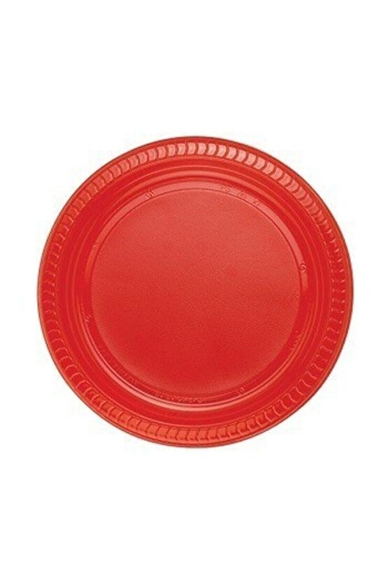 Kırmızı Plastik Tabak 22 Cm 25li