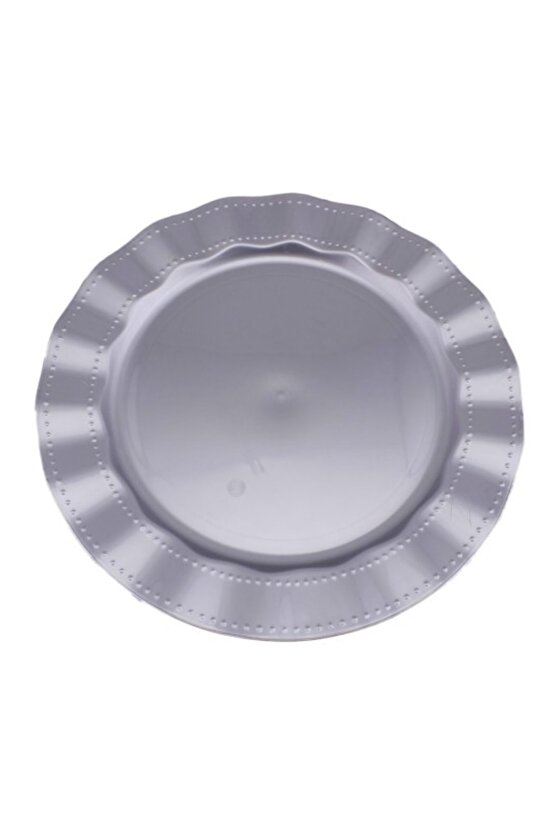 Plastik Tabak Sert Lüks 18cm (6 Adet) Renk Gümüş