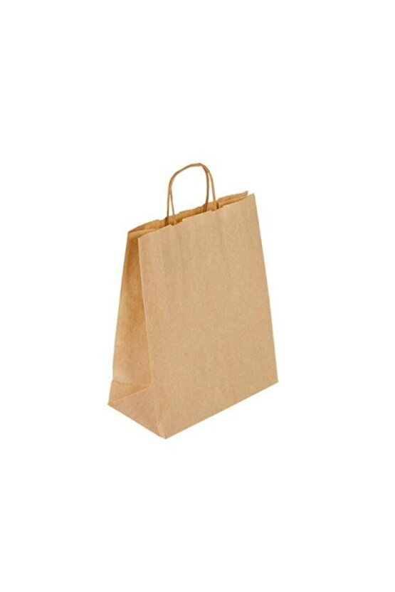 Burgu Saplı Kraft Çanta - Kraft Poşet 1000 Adet, 32 Cm X 12 Cm X 41 Cm