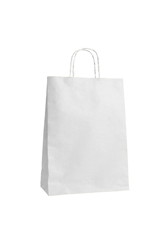 31x12x41 Büküm Saplı Poşet -Beyaz-25 li