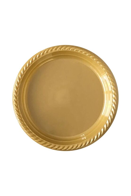 Kullan At Altın Renkli Parti Davet Plastik Tabak - 22 Cm. - 25 Adetlik 3 Paket